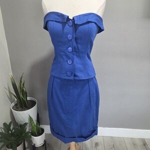 Yves Saint Laurent Royal Blue Pencil Skirt